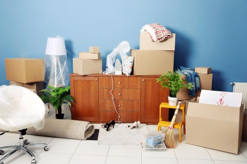 Packed moving van prepared for a home or office relocation
