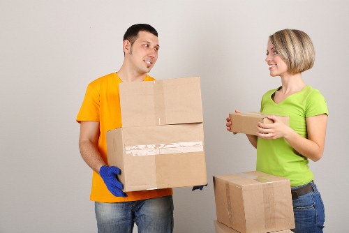 Professional office move with desks and equipment ready for loading